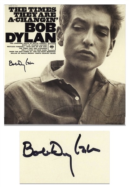 Bob Dylan Signed Album ''The Times They Are A-Changin''' -- With a COA From Dylan's Manger, Jeff Rosen